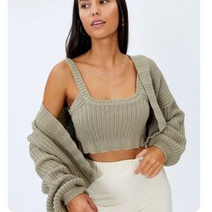 Knit cardigan and crop tank